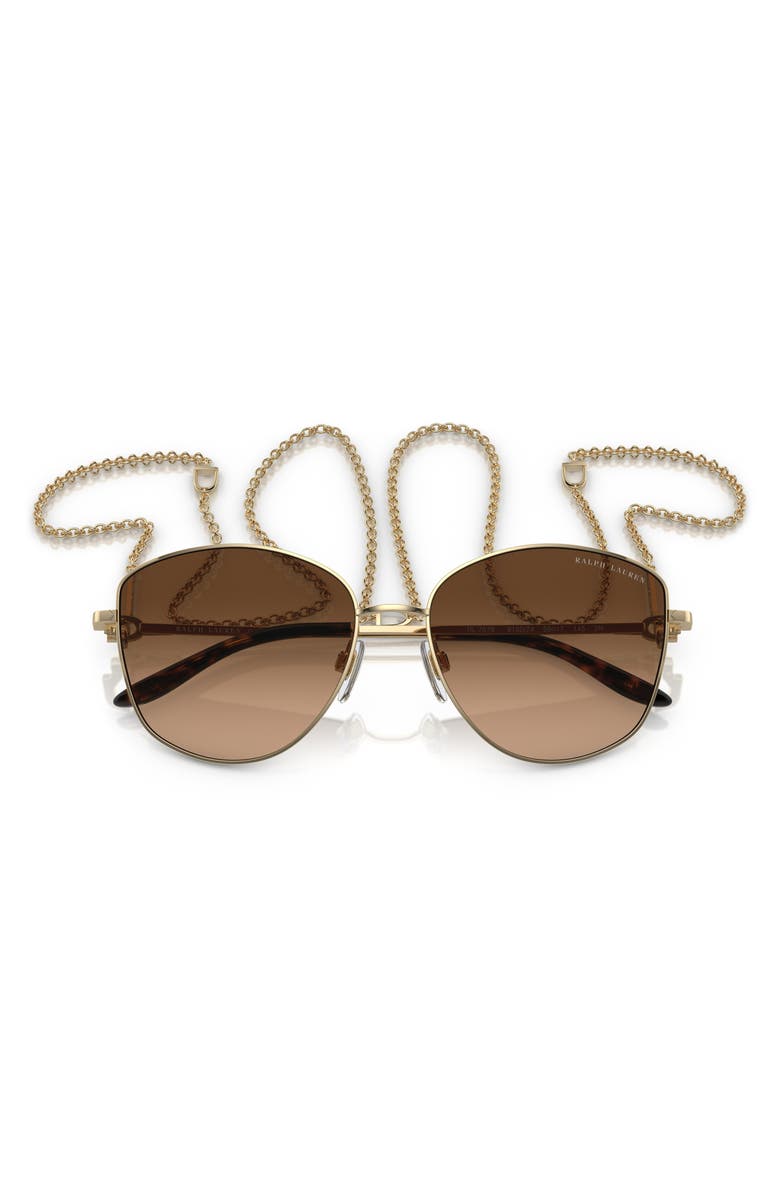 Ralph Lauren The Vivienne 59mm Gradient Round Sunglasses with Removable Chain, Alternate, color, Pale Gold / Gradient Taupe