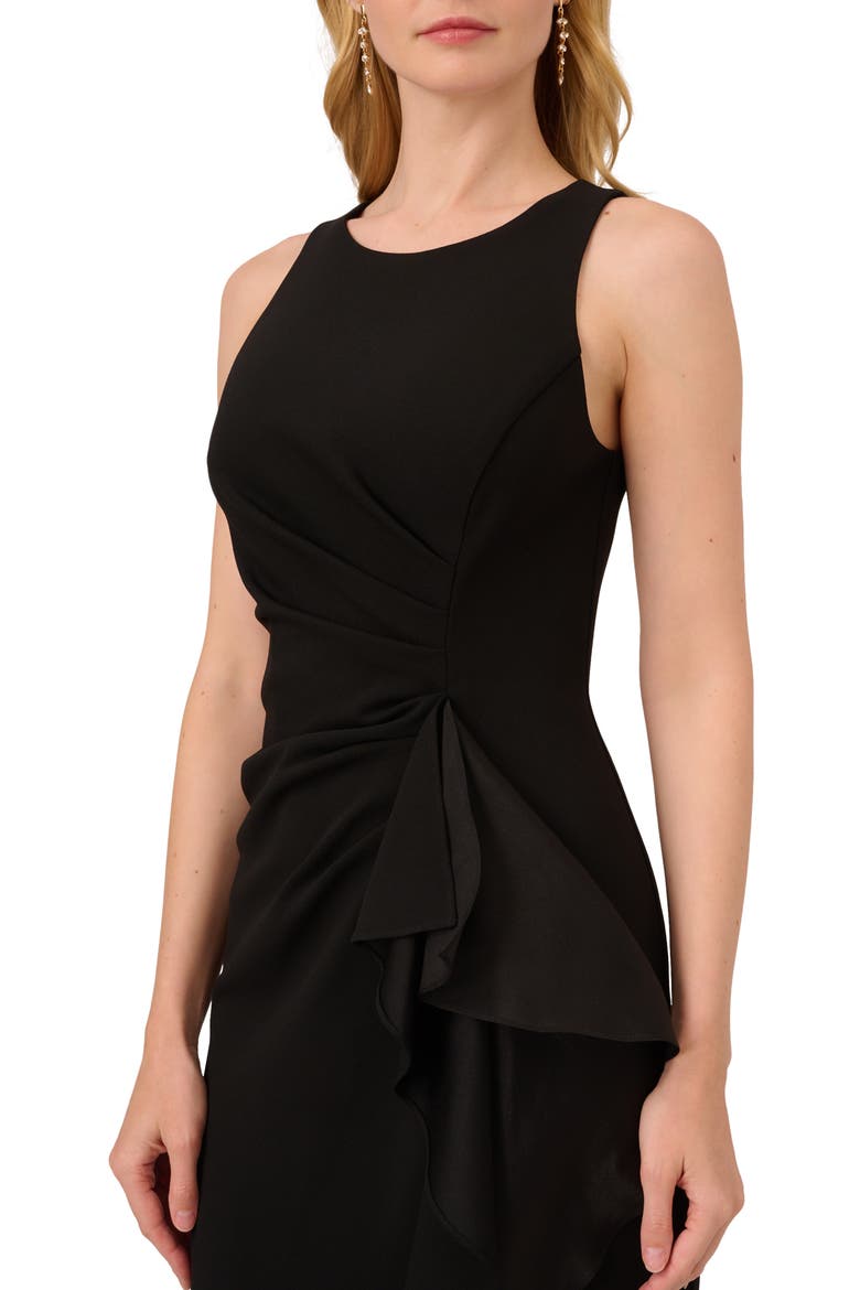 Ruffle Crepe High-Low Gown, Alternate, color, BLACK