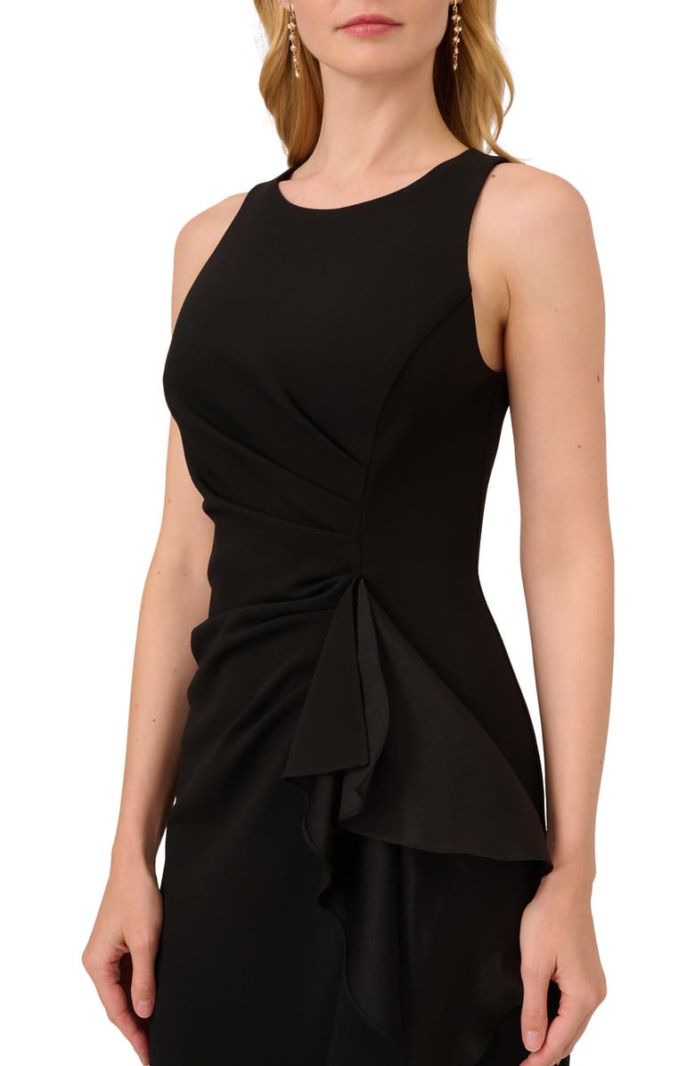 Adrianna Papell Ruffle Crepe Mermaid Gown, Alternate, color, Black