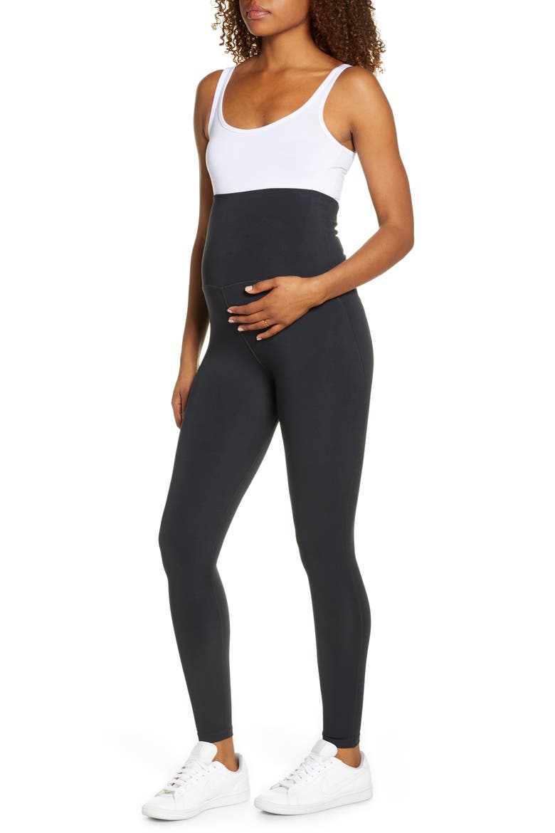 High Waist Full Length Maternity Leggings, Main, color, BLACK