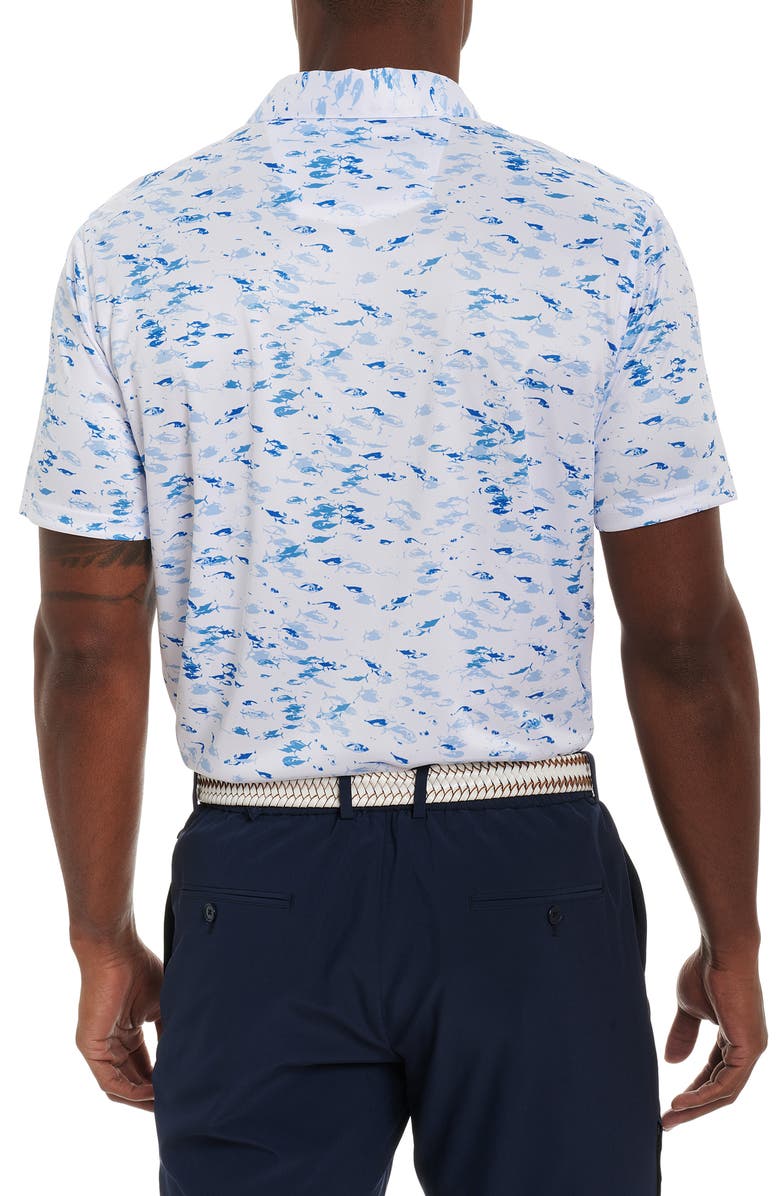 Robert Graham Nautical Net Fish Print Performance Polo, Alternate, color, 