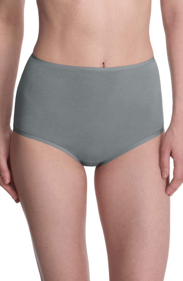 Natori Bliss Bare Cotton High Waist Brief, Main, color, Seaglass