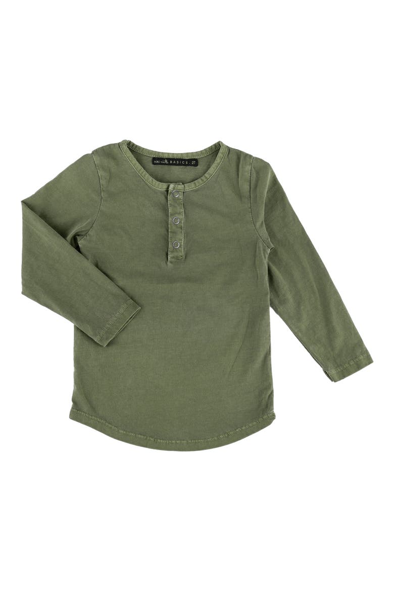Kids' Buzz Cotton Henley, Main, color, GREEN STRIPE
