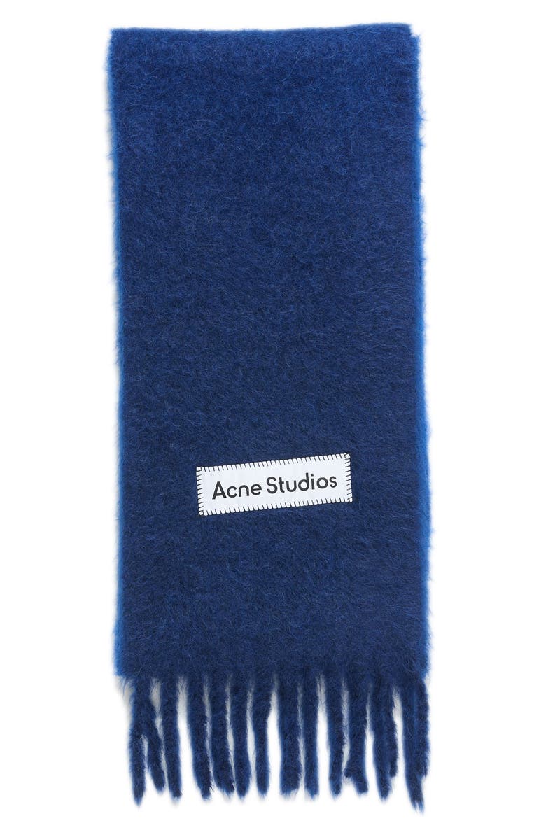 Acne Studios Vally Dip Dye Alpaca & Wool Blend Fringe Scarf, Main, color, Blue