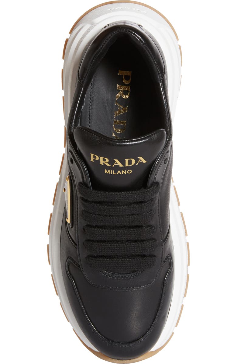 Prada Triangle Logo Lace-Up Sneaker, Alternate, color, Black