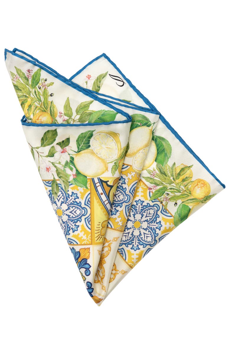 Elizabetta Messina - Silk Pocket Square for Men, Alternate, color, Yellow And Blue