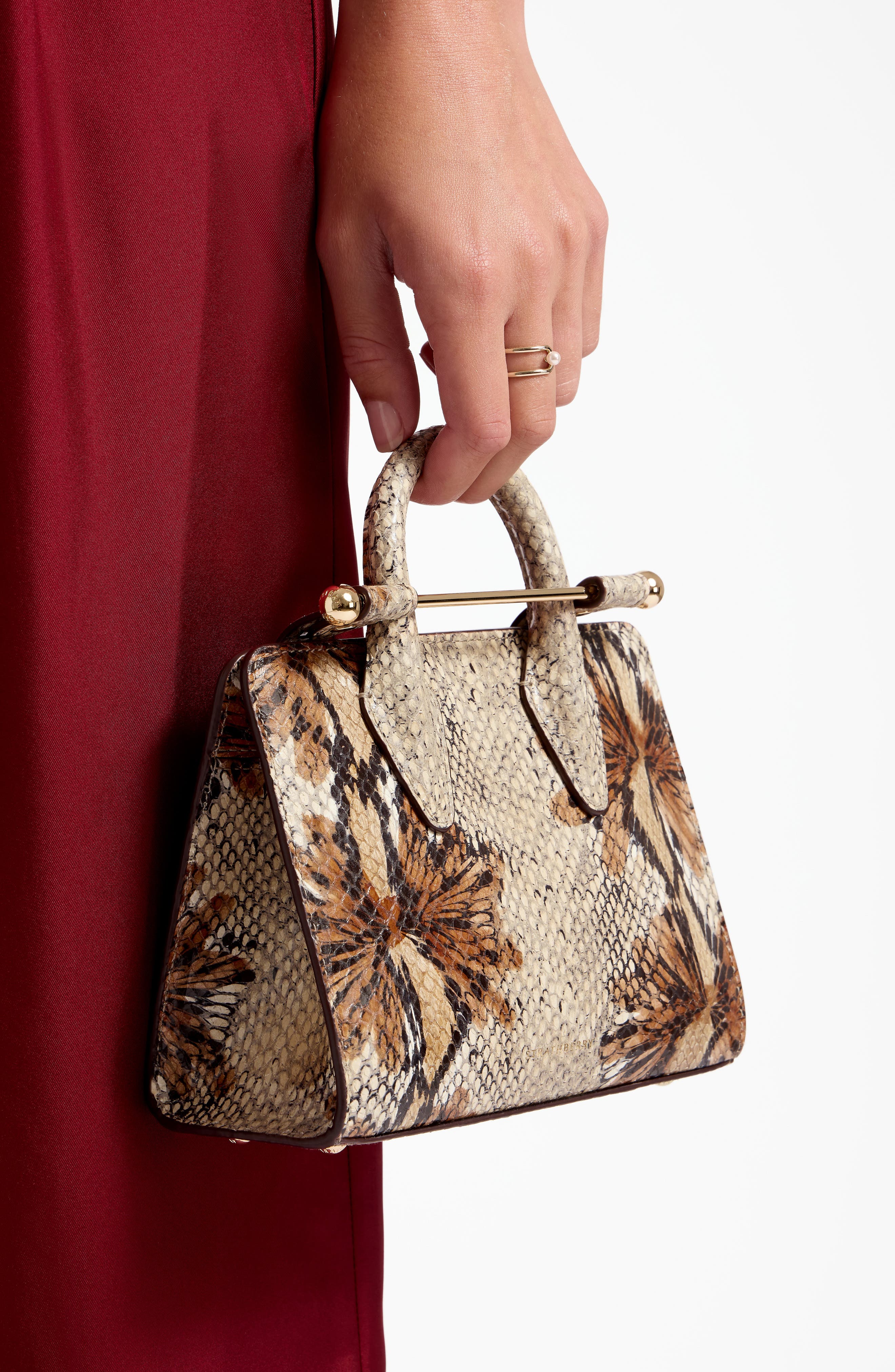 Strathberry Nano Snakeskin Embossed Goatskin Leather Tote, Alternate, color, 