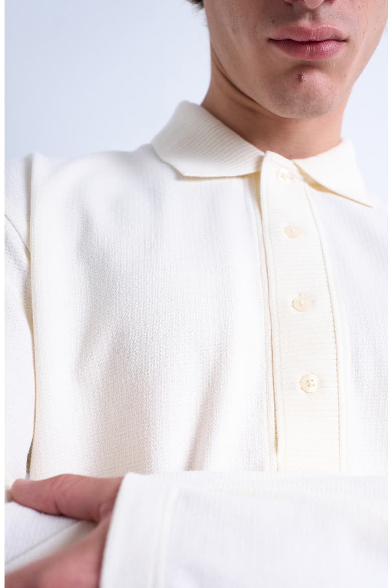 Long Sleeve Polo, Alternate, color, ECRU