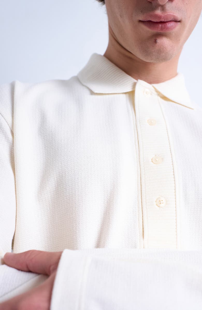 Topman Long Sleeve Polo, Alternate, color, Ecru