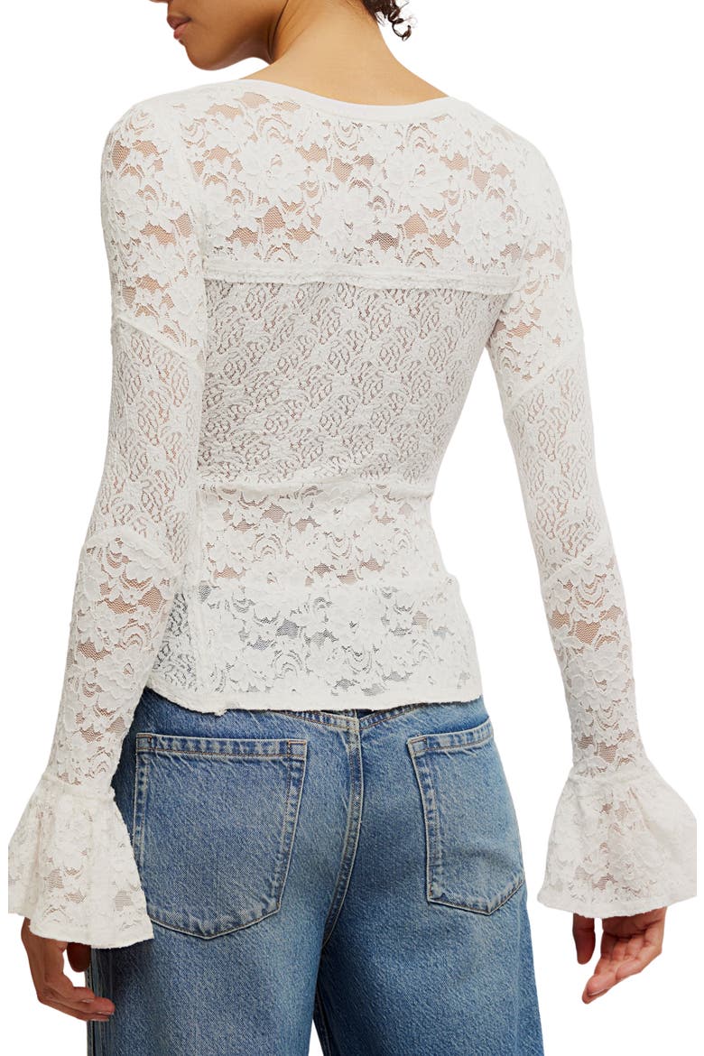 Bell Sleeve Sheer Cotton Blend Lace Top, Alternate, color, SUGAR SWIZZLE