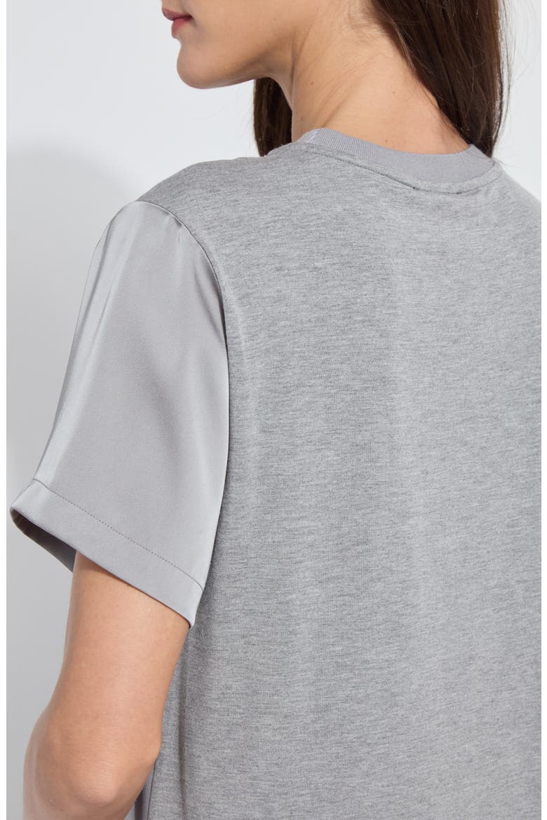 A-Line Crewneck Mixed Media Top, Alternate, color, DARK HEATHER GREY