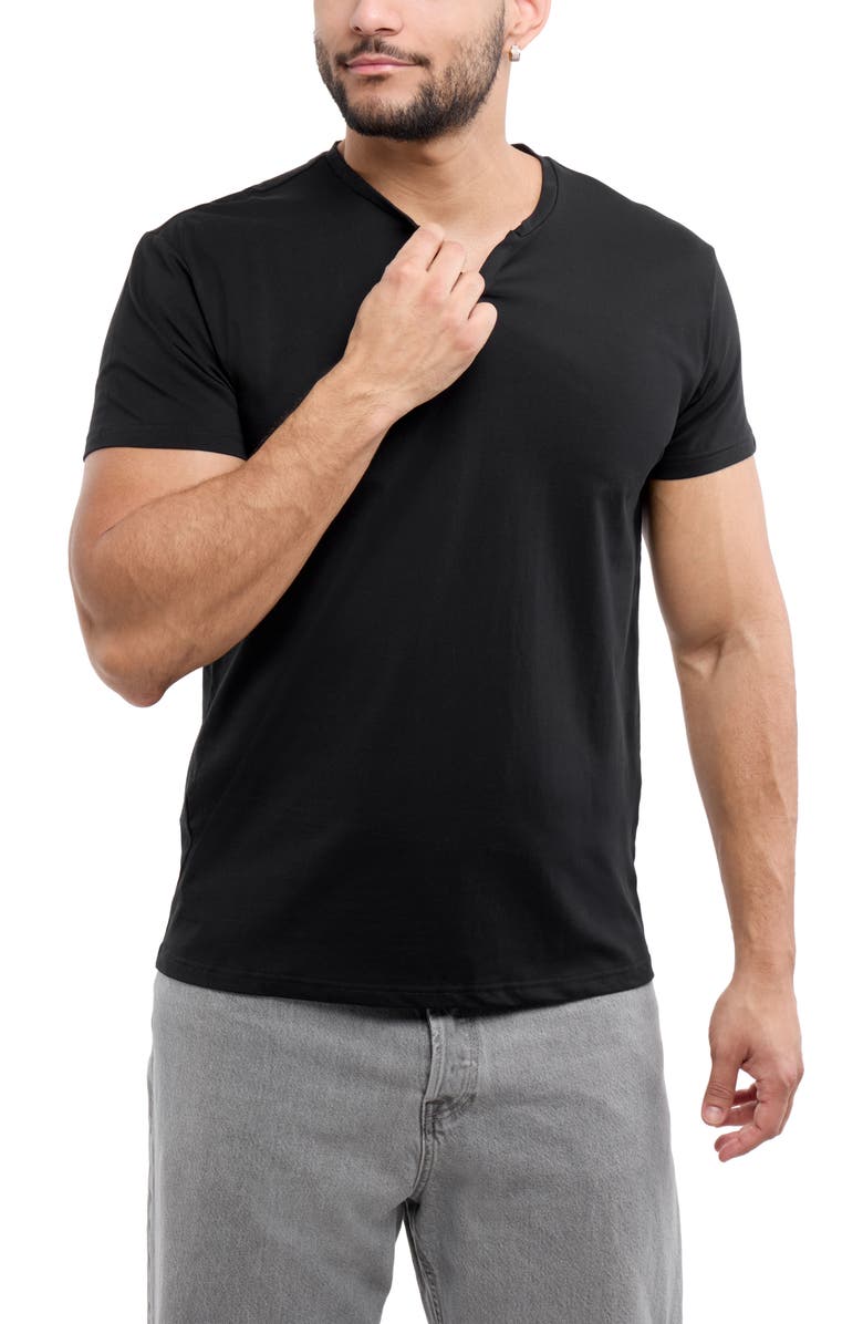 XRAY Split Neck T-Shirt, Alternate, color, Black