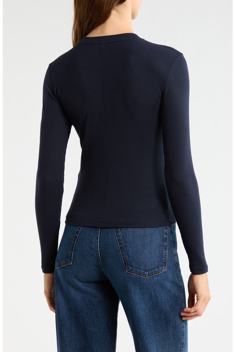 The Long Sleeve Rib Crewneck T-Shirt, Alternate, color, NAVY