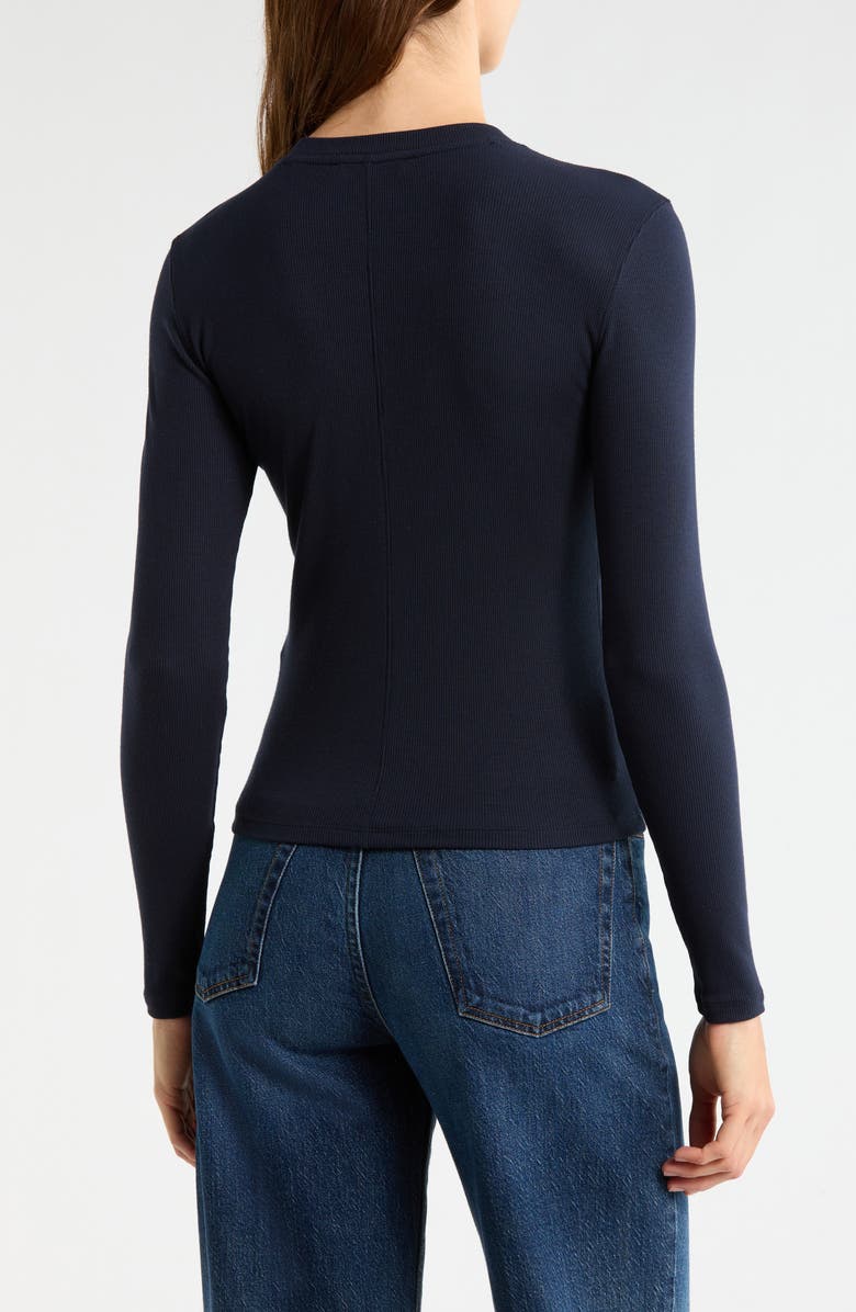 FRAME The Long Sleeve Rib Crewneck T-Shirt, Alternate, color, Navy