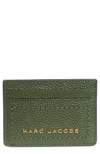 Marc Jacobs Leather Card Case In Green