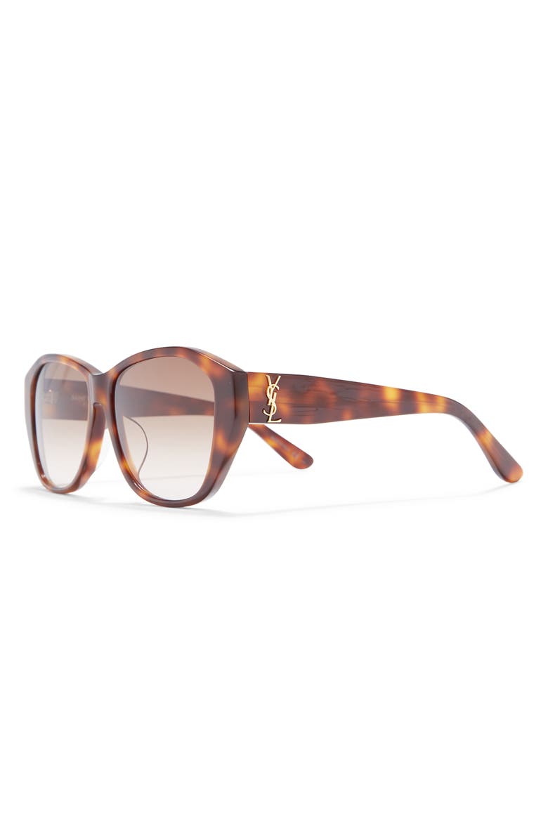 Saint Laurent 57mm Best Oval Sunglasses, Alternate, color, Brown Brown