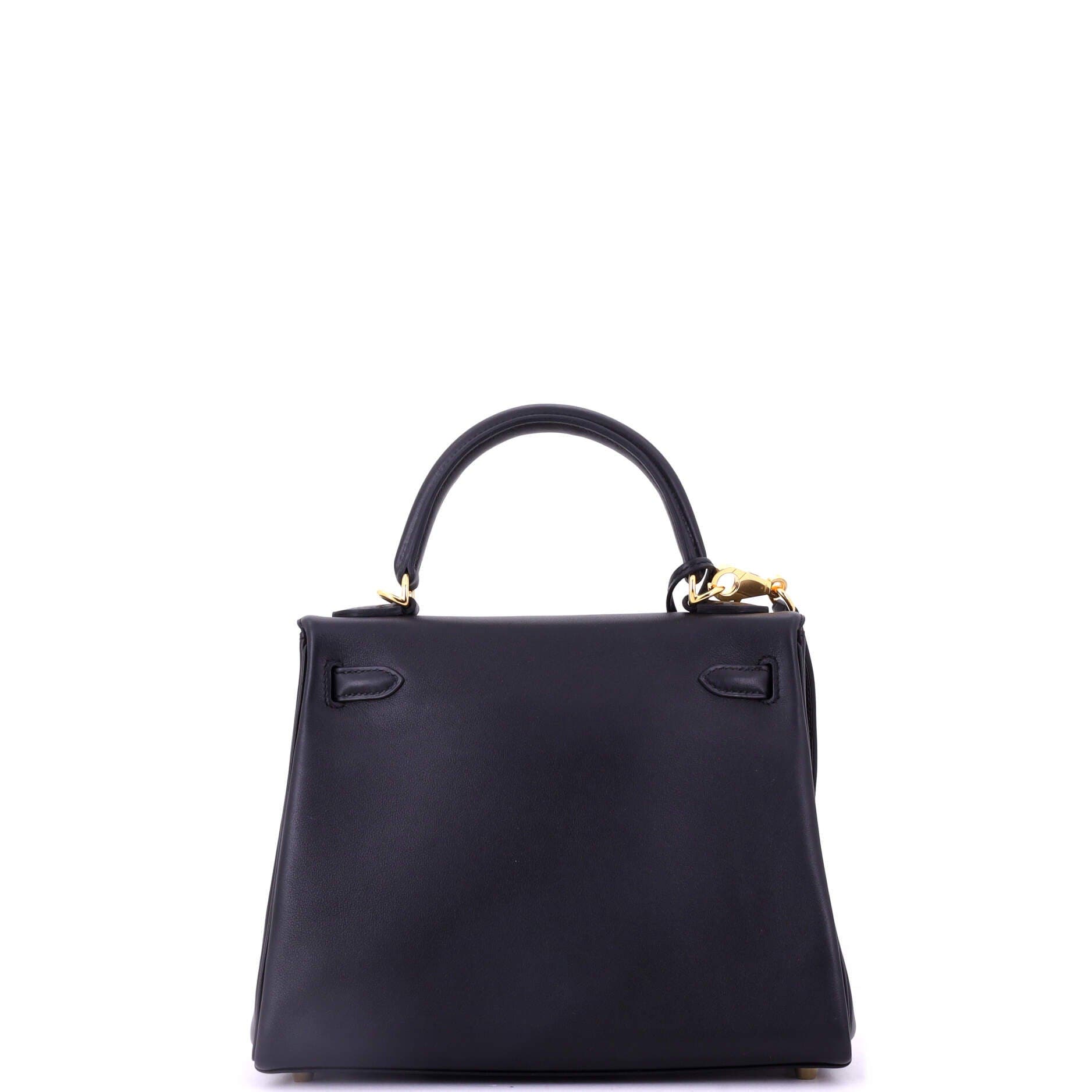 Pre-Owned Hermes Kelly Handbag Black Swift with Gold Hardware 25, Alternate, color, Noir