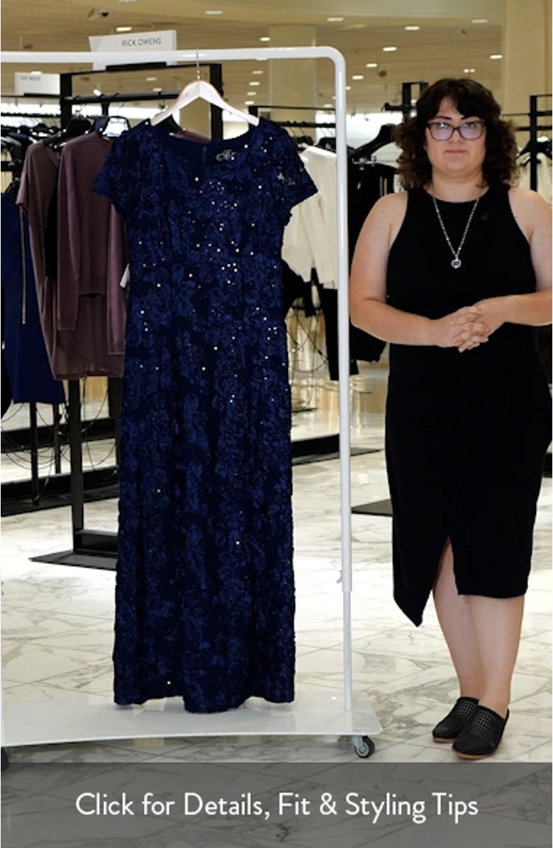 Embellished Lace A-Line Evening Gown, sales video thumbnail