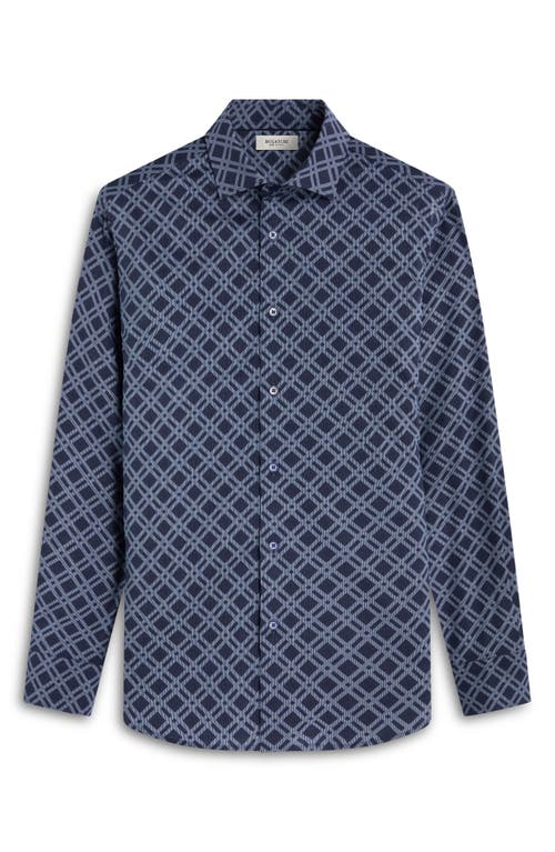 Bugatchi Axel Trim Fit Geo Print Stretch Cotton Button-up Shirt In Blue