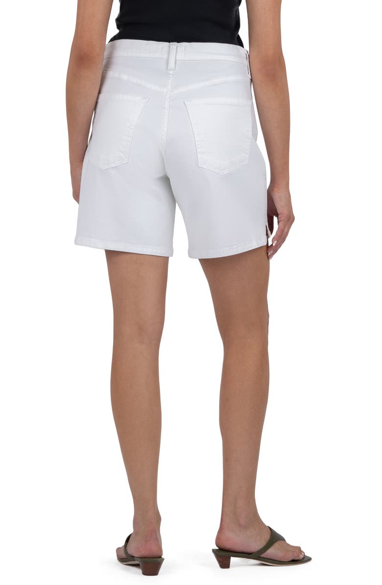 KUT from the Kloth Holly Drawstring Waist Mid Thigh Denim Shorts, Alternate, color, Optic White