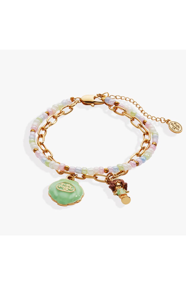 Alex and Ani Polly Pocket 2 Row Charm Bracelet, Main, color, Gold
