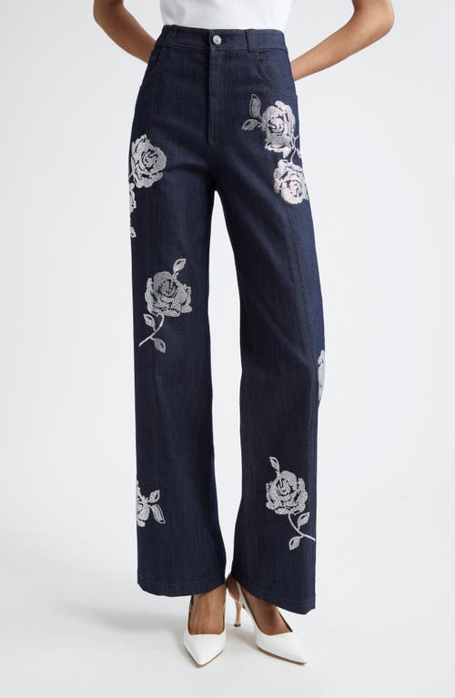 Cinq À Sept Cinq A Sept Heatset Roses Francine High Rise Jeans In Indigo In Indigo