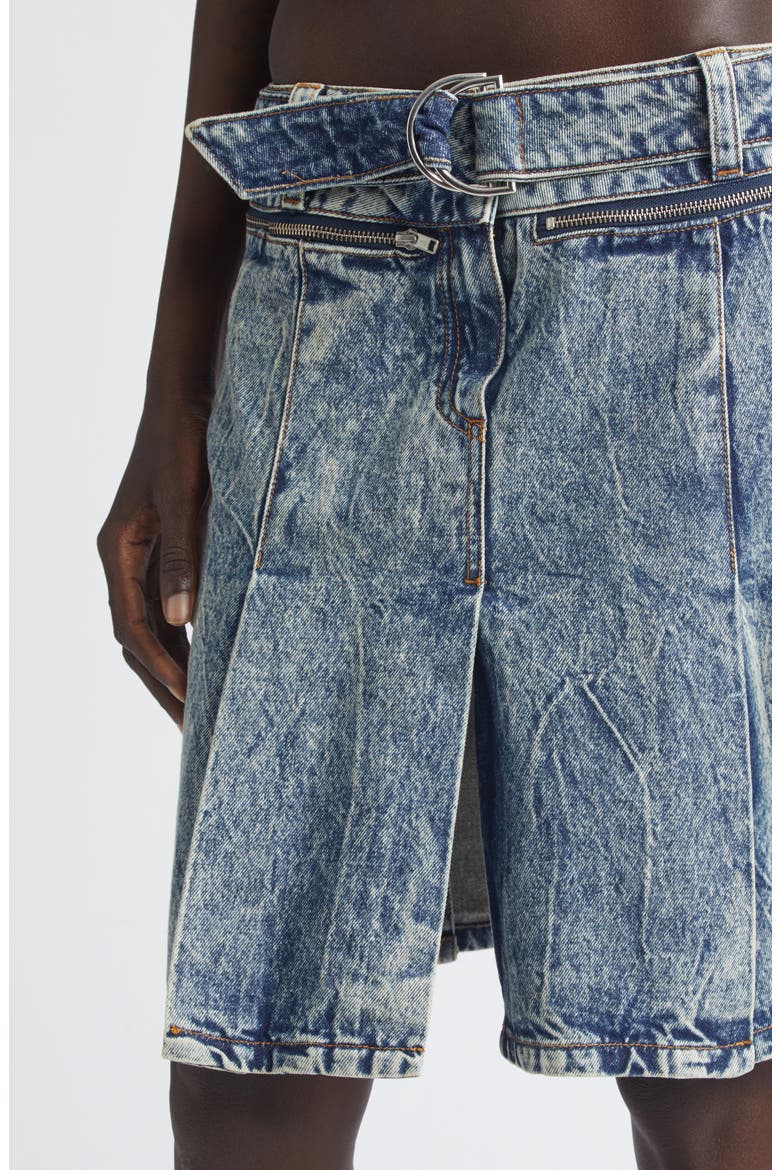 Denim Car Wash Pleated Skirt, Alternate, color, BLUE