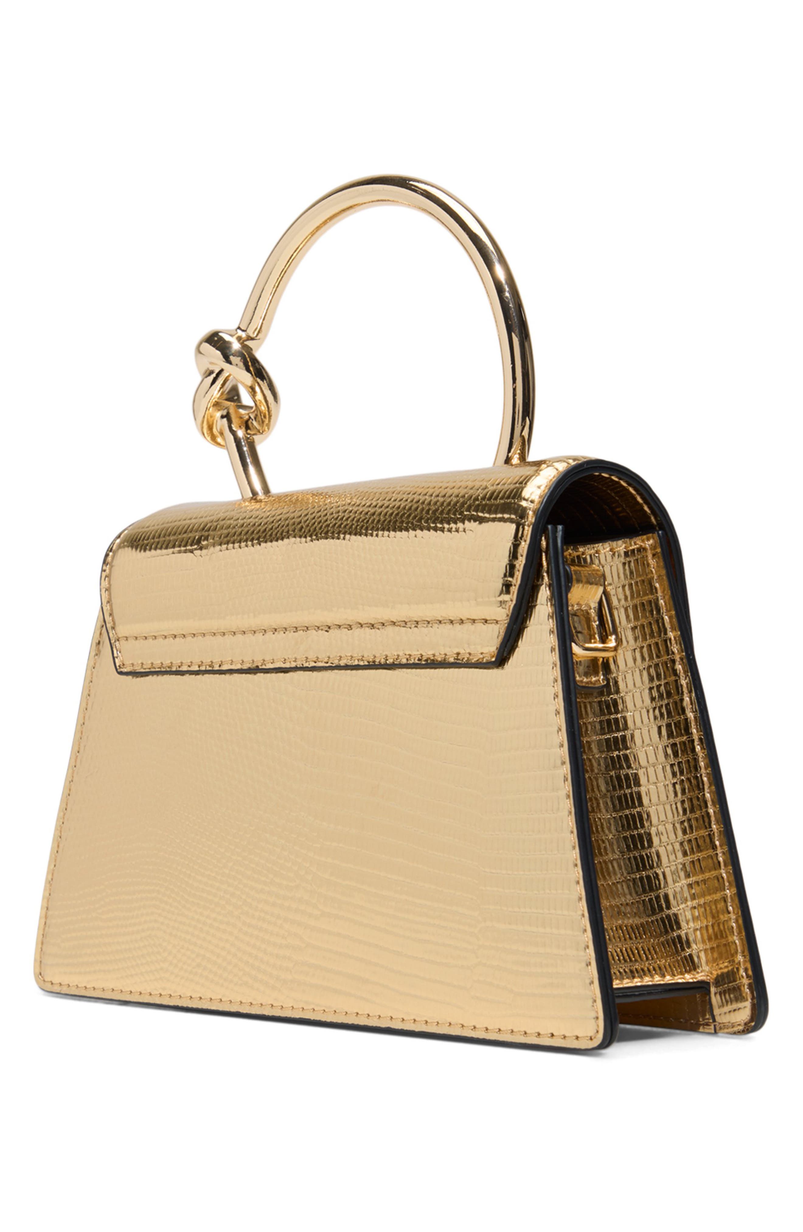 ALDO Aellaax Snakeskin Embossed Faux Leather Top Handle Bag, Alternate, color, Gold