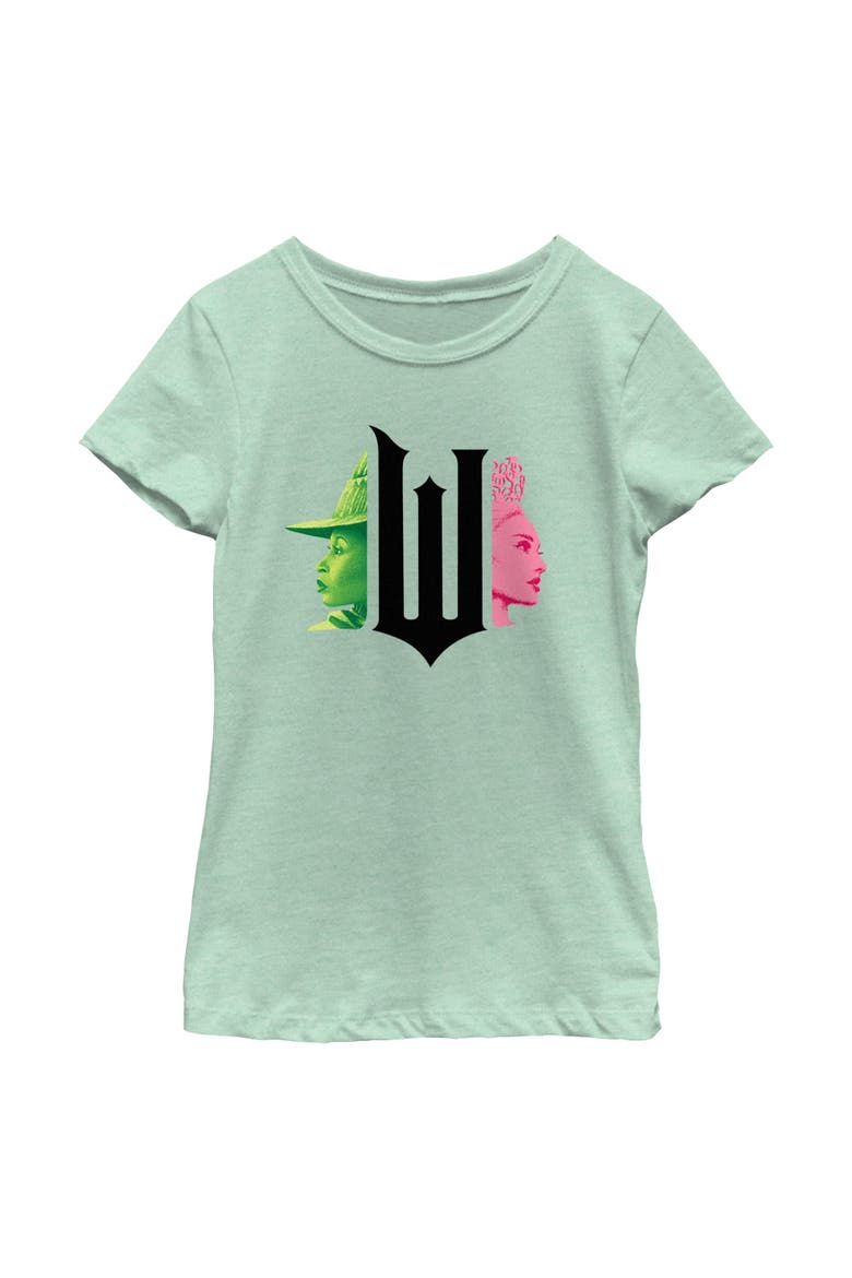 Girls Wicked Elphaba and Glinda Black Logo T Shirt, Main, color, Mint