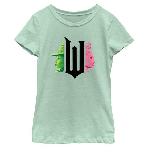 Girl's Wicked Elphaba and Glinda Black Logo  Graphic T-Shirt