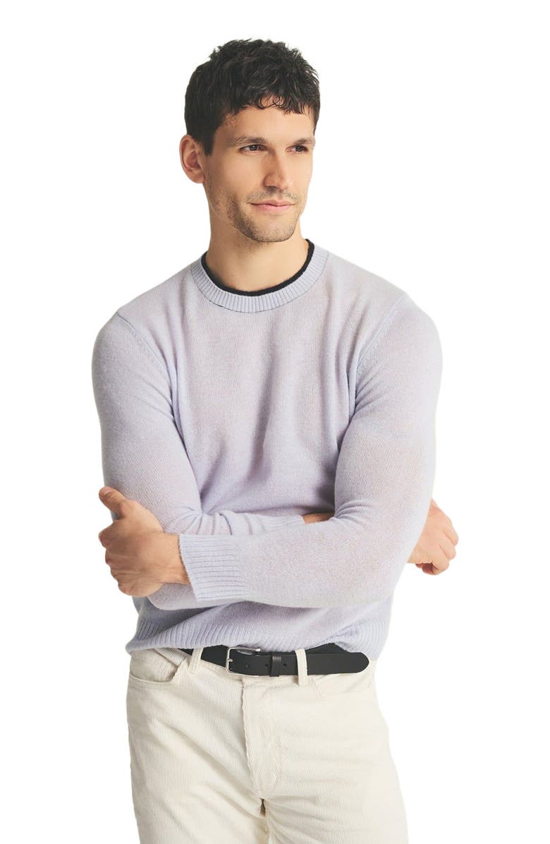 NAADAM Lightweight Cashmere Contrast Trim Crewneck Sweater, Main, color, Ice Blue