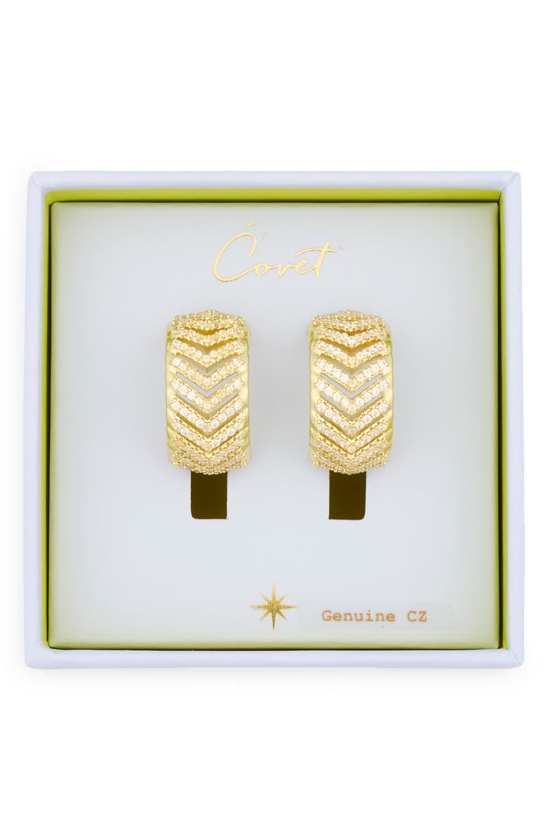 Covet CZ Pavé Huggie Hoop Earrings, Main, color,