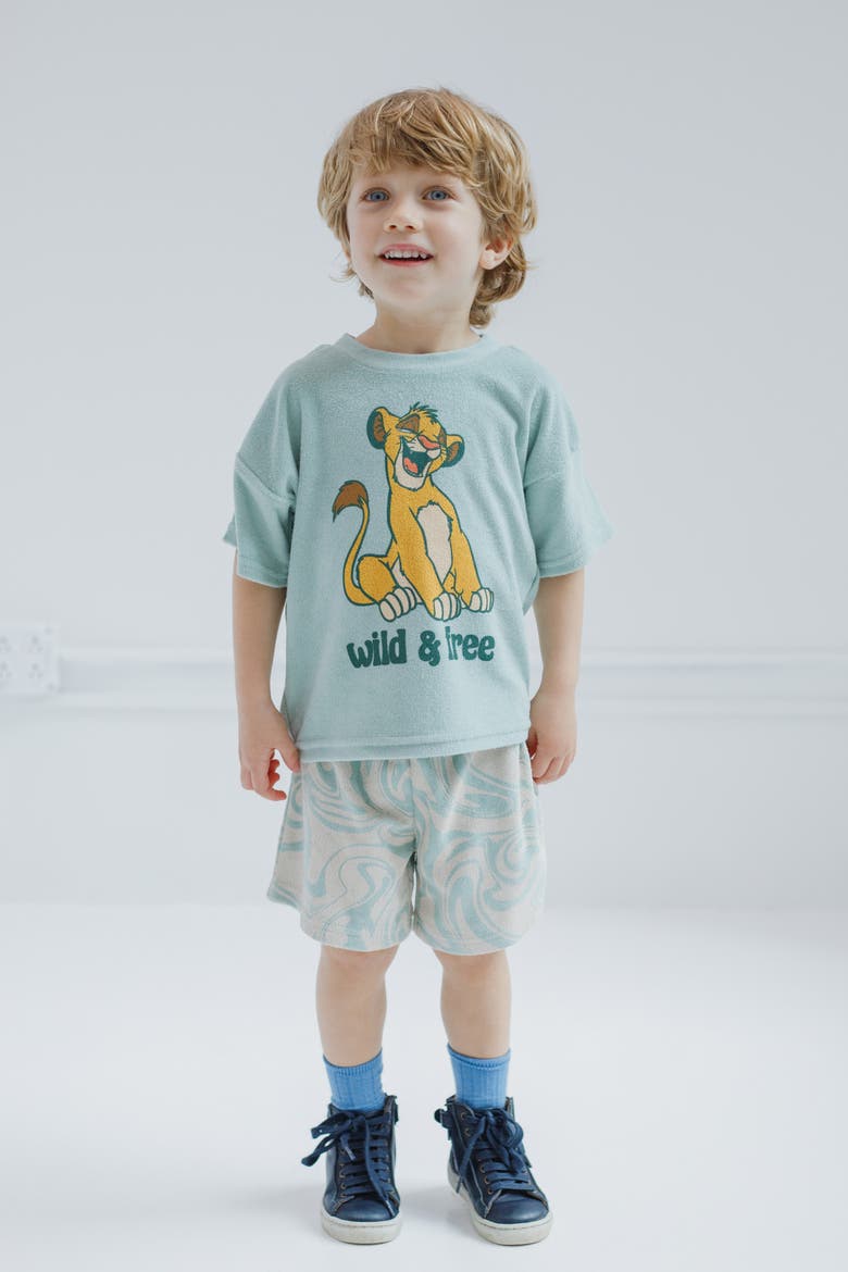 Boys' Loop Terry 2-Piece T-Shirt and Shorts Set, Alternate, color, Simba Sage Green