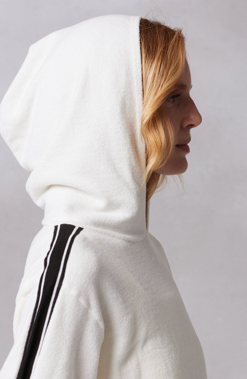 Kashwere Apparel Track Hoodie In Creme/black Stripe