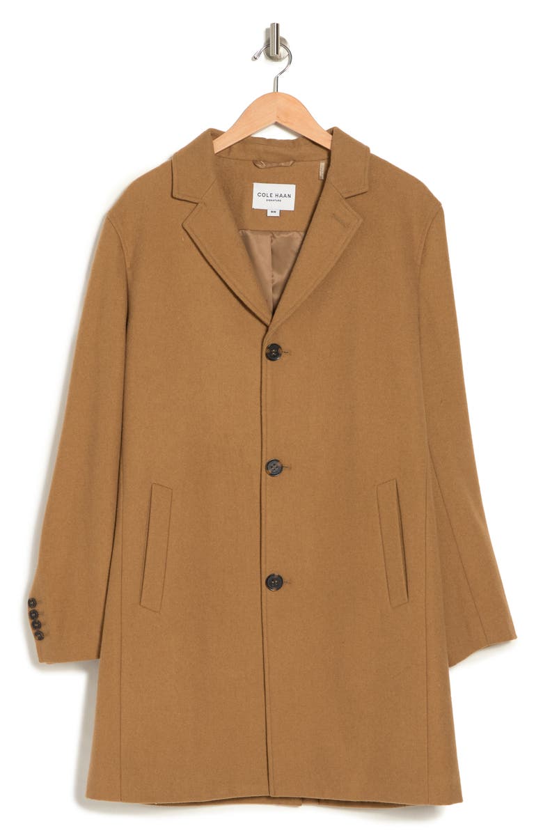 Cole Haan Signature Wool Blend Melton Classic Topper, Alternate, color, Camel