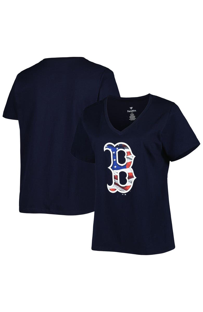 PROFILE Women's Navy Boston Red Sox Plus Size Americana V-Neck T-Shirt, Main, color, 
