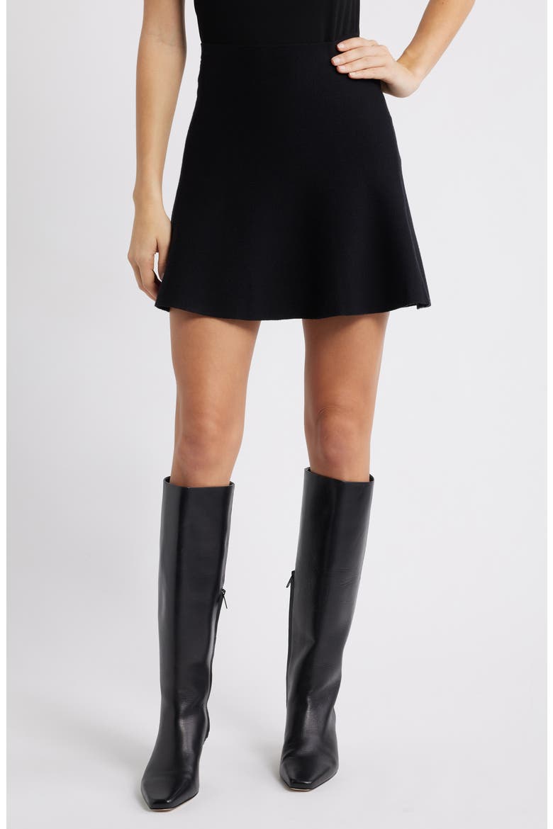 Flared Knit Skirt, Main, color, BLACK