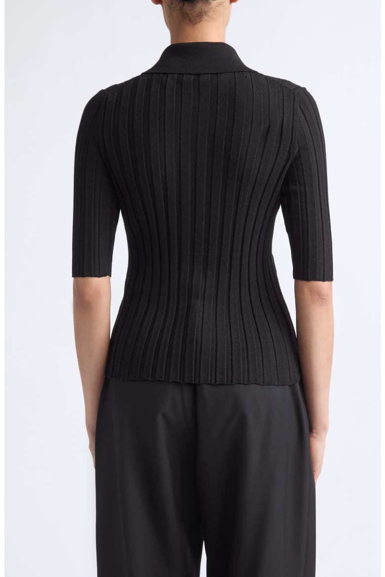 Sugarman Virgin Wool Rib Polo, Alternate, color, NOIR