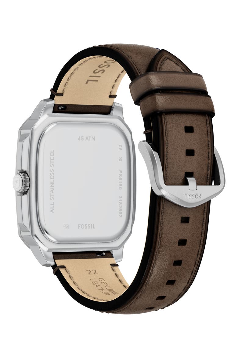 Crosby Leather Strap Watch, 42mm x 30mm, Alternate, color, BROWN