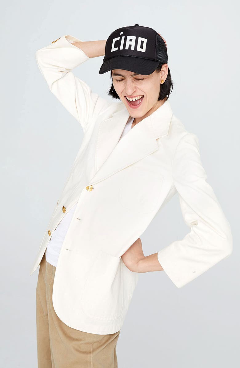 Clare V. Trucker Hat, Alternate, color, Black W/ Cream Block Ciao