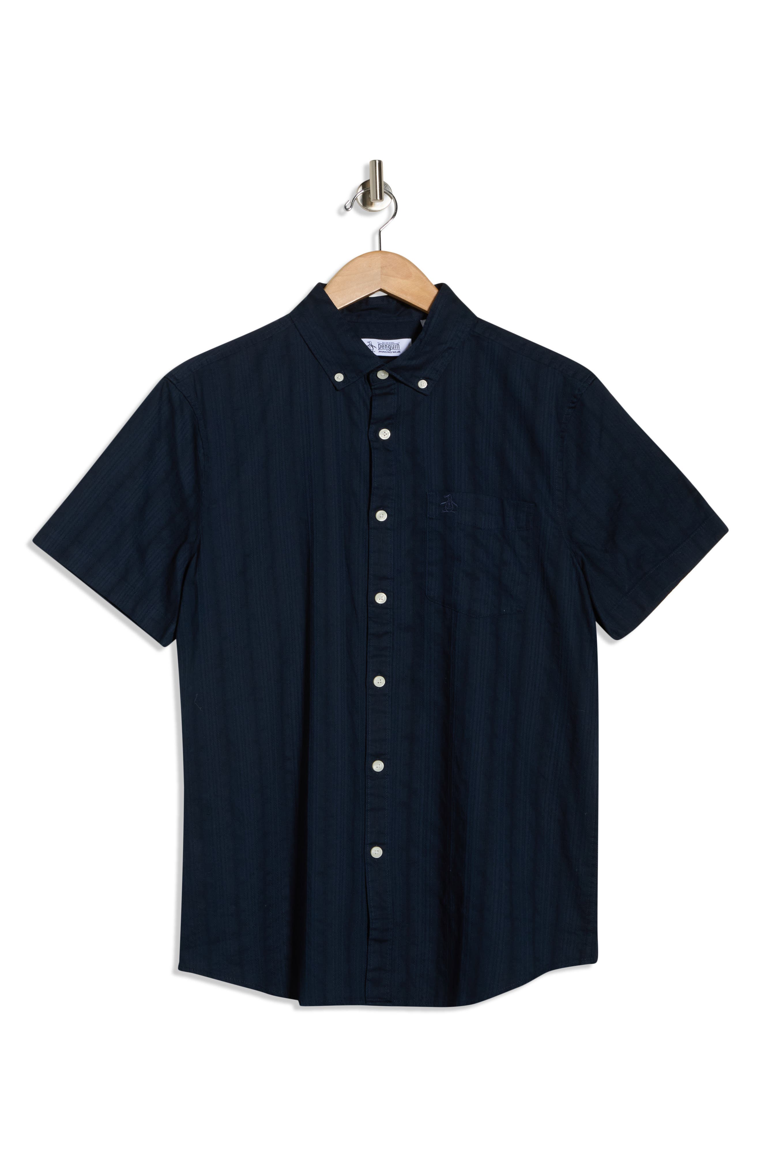 Original Penguin Tonal Stripe Short Sleeve Dobby Button-Up Shirt