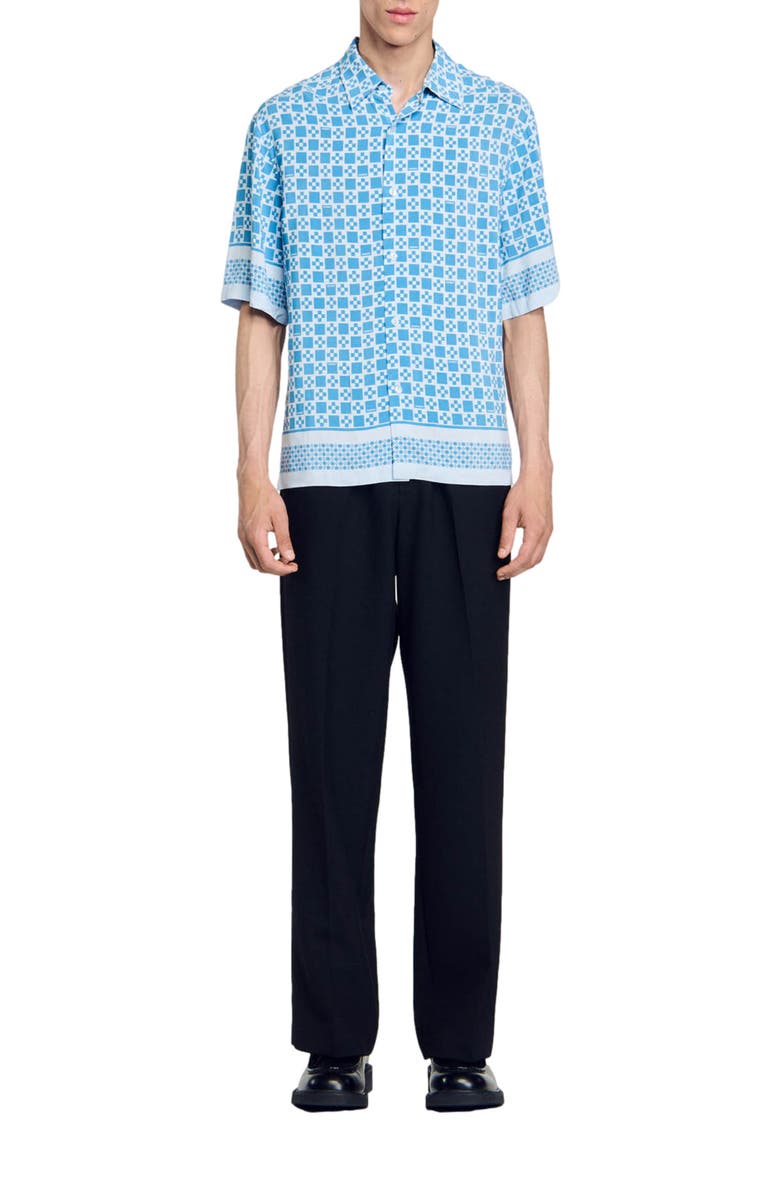 SANDRO Square cross motif flowing shirt, Alternate, color, 