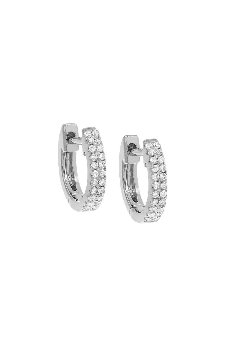 BY ADINA EDEN Diamond Double Row Huggie Earring 14K, Main, color, 14K White Gold