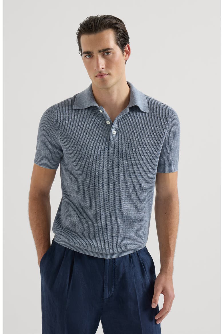Half English rib knit polo, Main, color, Slate
