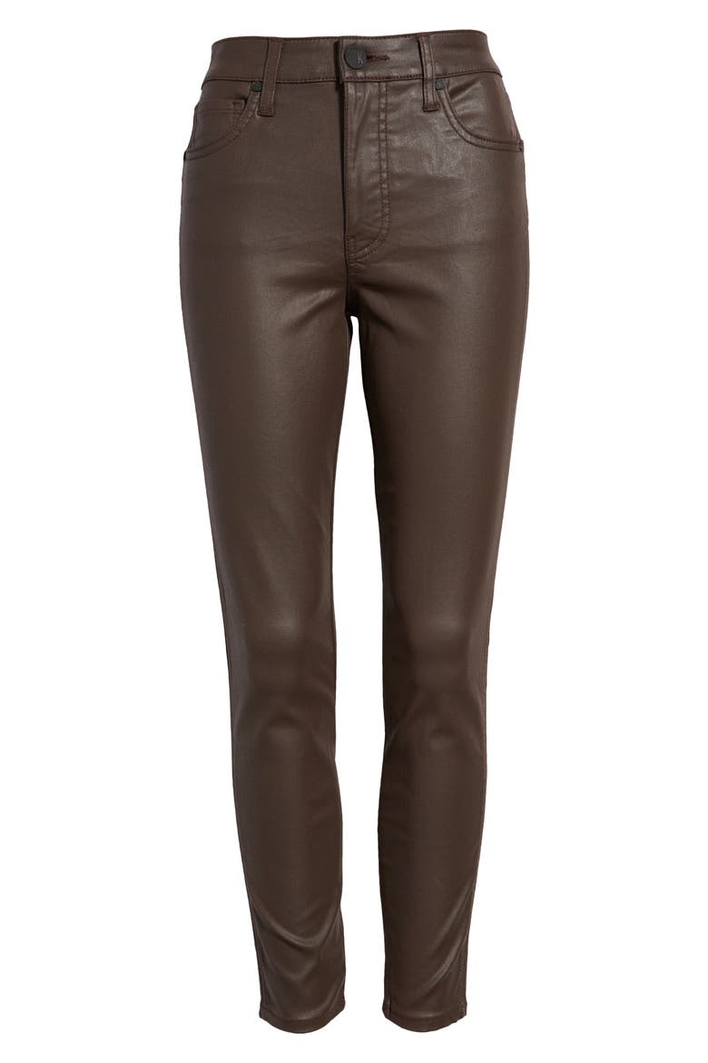 Donna Fab Ab Coated High Waist Ankle Skinny Jeans, Alternate, color, CHOCOLATE