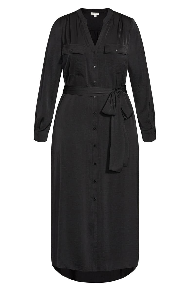 City Chic Belted Long Sleeve Shirtdress, Alternate, color,