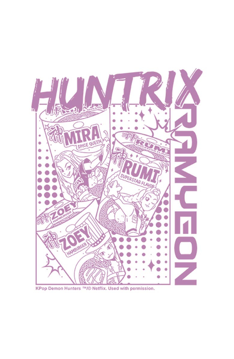 KPop Demon Hunters Girl's KPop Demon Hunters Zoey Mira and Rumi Instant Ramyeon  Graphic T-Shirt, Alternate, color, White