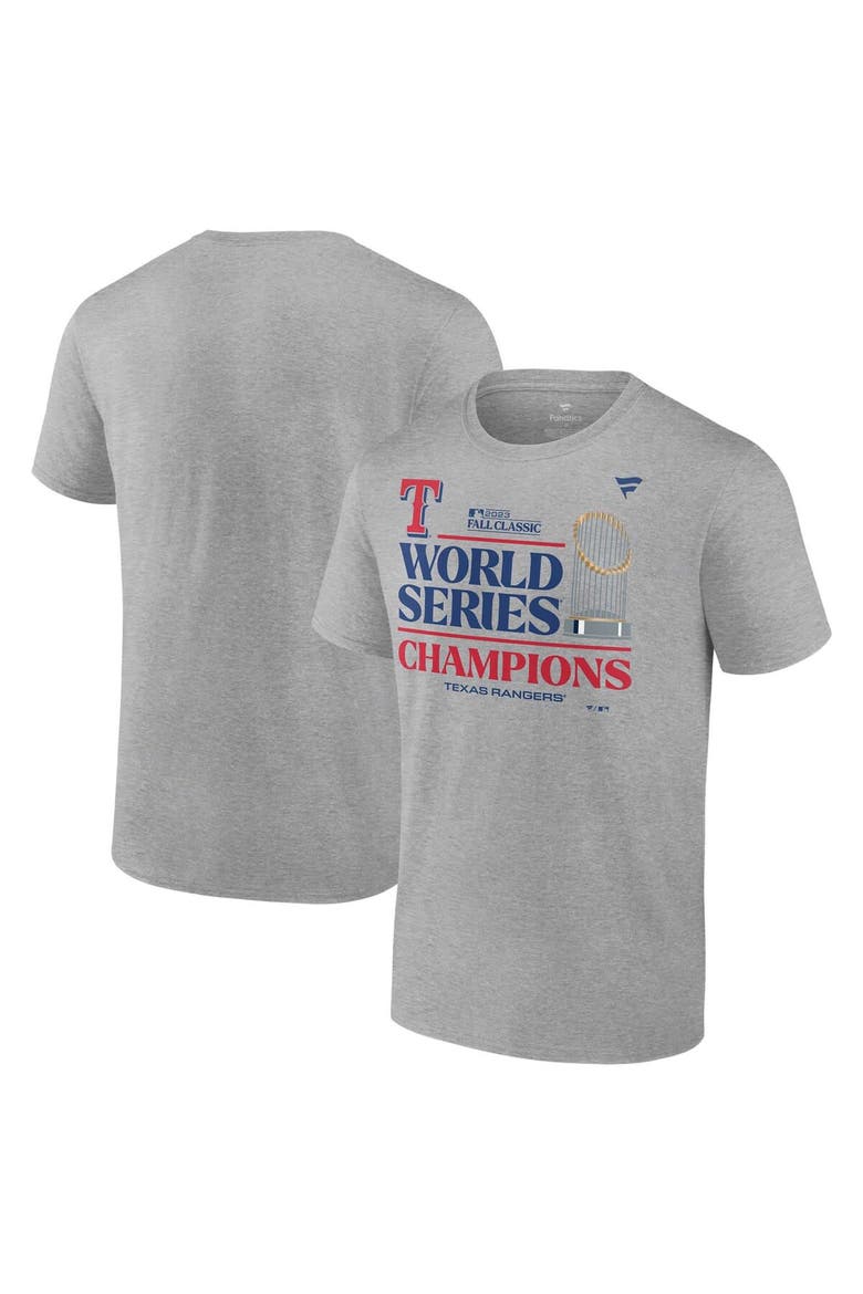 Men's Fanatics Branded  Heather Gray Texas Rangers 2023 World Series Champions Locker Room Big & Tall T-Shirt, Alternate, color, Heather Gray
