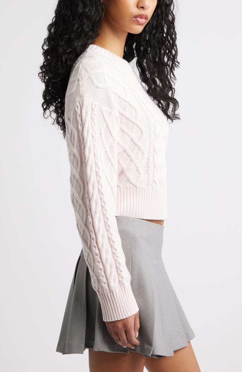 BP. Cable Pullover Sweater, Alternate, color, Pink Primrose