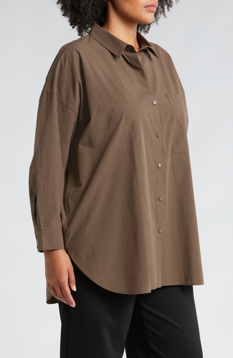 Eileen Fisher Classic Collar Oversize Organic Cotton Poplin Button-Up Shirt  | Nordstrom